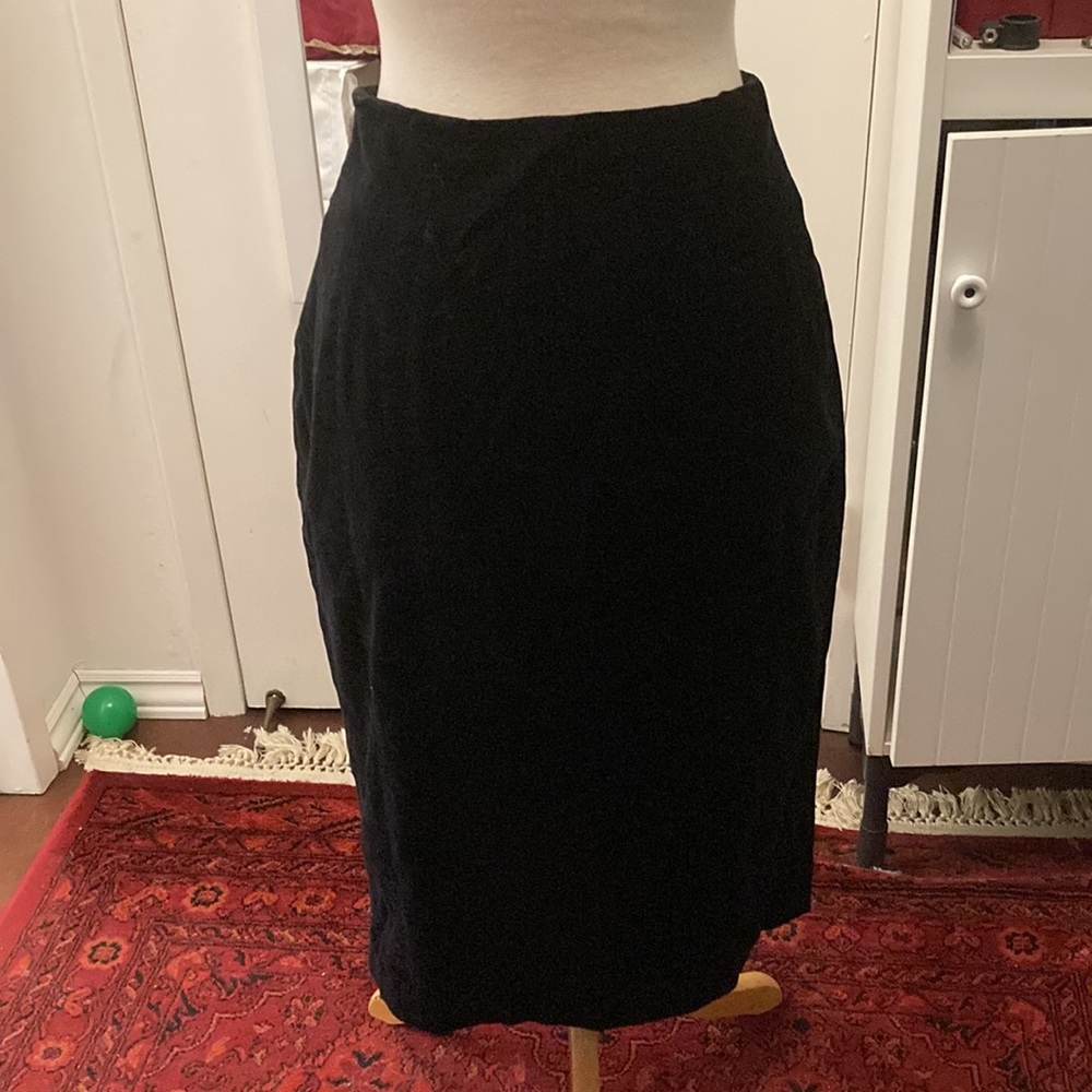 Black Velour Pencil Skirt